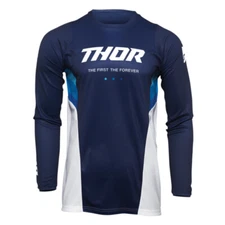 Thor Pulse React Navy Blue and White MX Off-Road Jersey Men's Sizes SM - 2XL