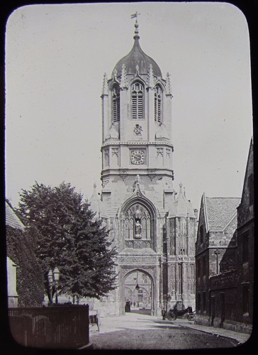 Glass Magic Lantern Slide OXFORD CATHEDRAL EXTERIOR C1890 PHOTO ENGLAND