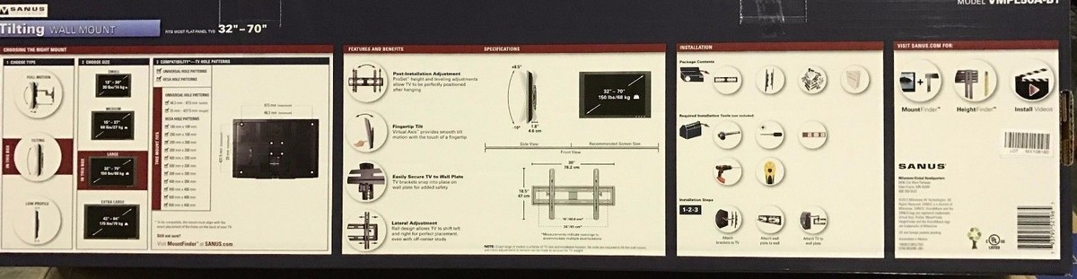 Sanus VisionMount VMPL50A Wall Mount for Flat Panel Display for