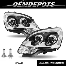 Headlights For 2007-2012 GMC Acadia Halogen Chrome Clear Headlamps L+R w/ Bulbs