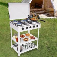 Natural Gas Stove with 5 Burners Portable Freestanding Natural Gas Stove White