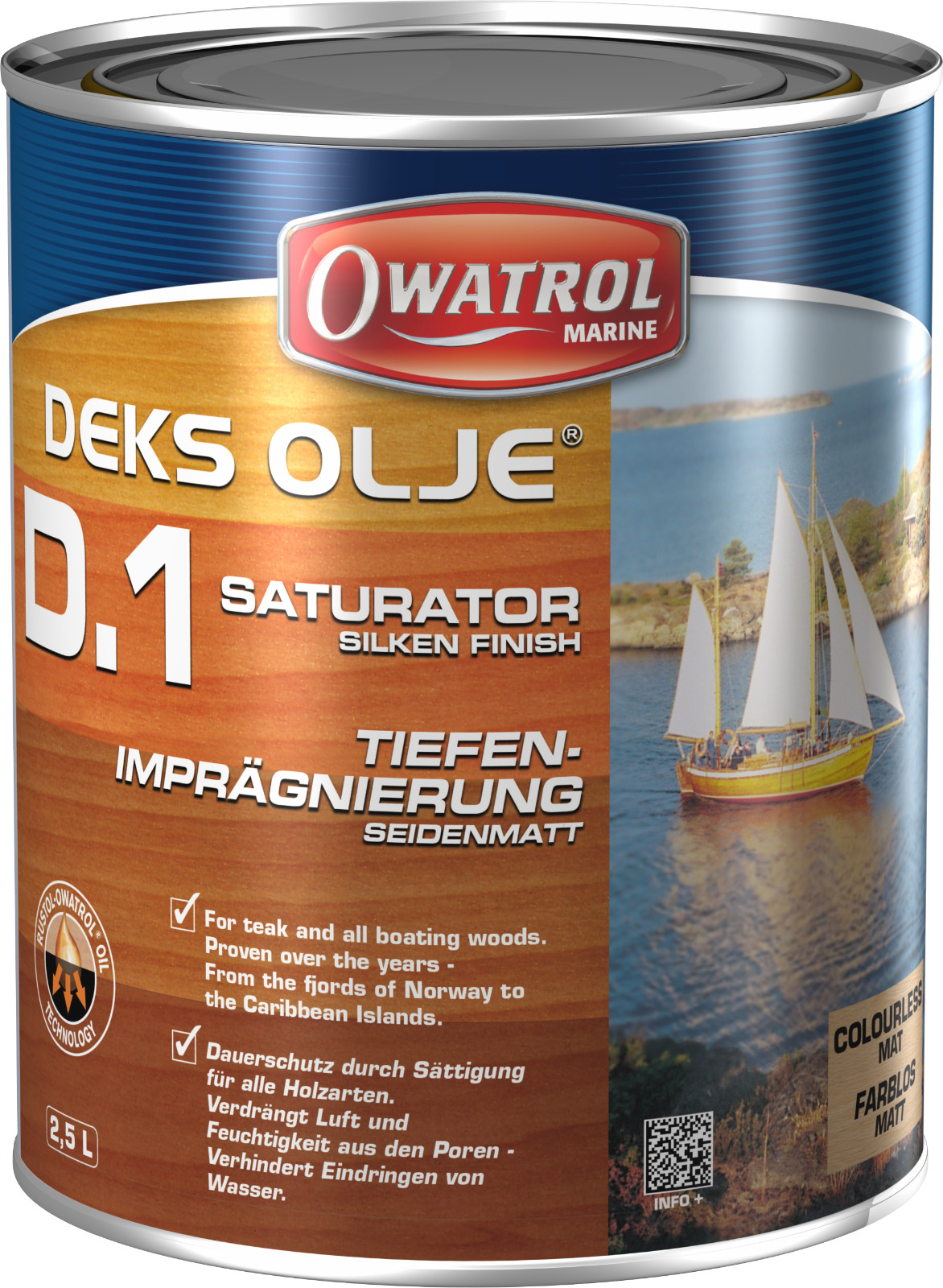 OWATROL D1 Deks Olje D1 Holzsättiger Yacht Teaköl Holzschutz 2,5 Liter