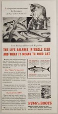 1953 Print Ad Puss'n Boots Cat Food in Cans Kittens  Swimming Fish