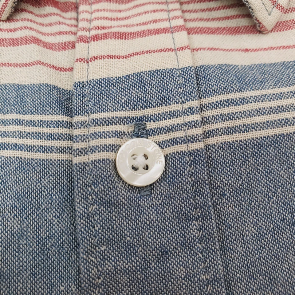 Volcom Shirt Mens Extra Large Blue Pink Horzy Striped Slim Fit Skater Surf Beach - Image 3 of 4