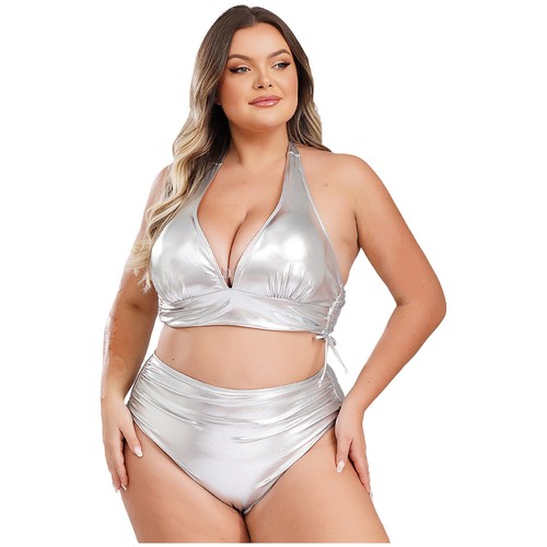 Damen Top Mit String Training Bikini Tiefer V-Ausschnitt Badeanzug Party Leder - Bild 9 von 16