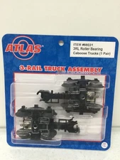 Atlas 1 Pair O Scale 3 Rail Roller Bearing Caboose Trucks #66031 Factory New