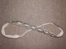 wedding headband bridal hairpiece, rhinestone crystal headband with elastic