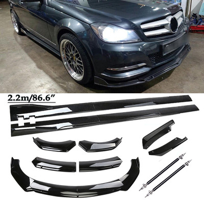Front Bumper Lip Spoiler Splitter Body Kit+Side Skirt For Bens Polyurethane