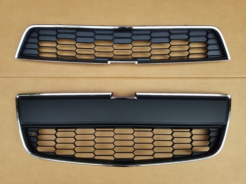 Juego De 3 Rejillas Delanteras Para Chevy Cruze RS 2011-2014 - Superior, Inferior Y Clip, Color Negro/cromo