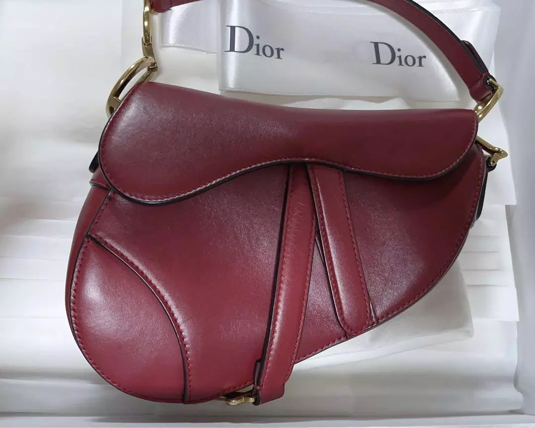 Sacoche de selle Christian Dior cuir rouge bandoulière :JP