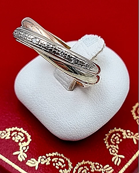 QUINN-Brillant-Ring - 585er Gelb-/ Weiß-/ Rosé-Gold , Tricolor - 9 Brillanten  - Bild 4 von 4