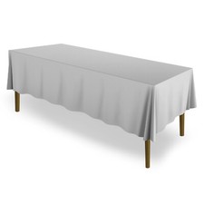 60" x 102" Rectangular Polyester Fabric Tablecloths for Wedding - Silver