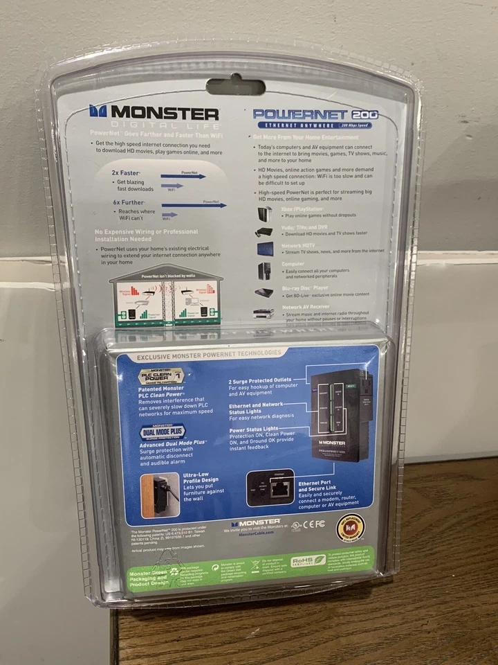 MONSTER POWERNET 200 Digital Express Ethernet Anywhere 200 Mbps Velocidad POWERLINE Foto 2 de 3