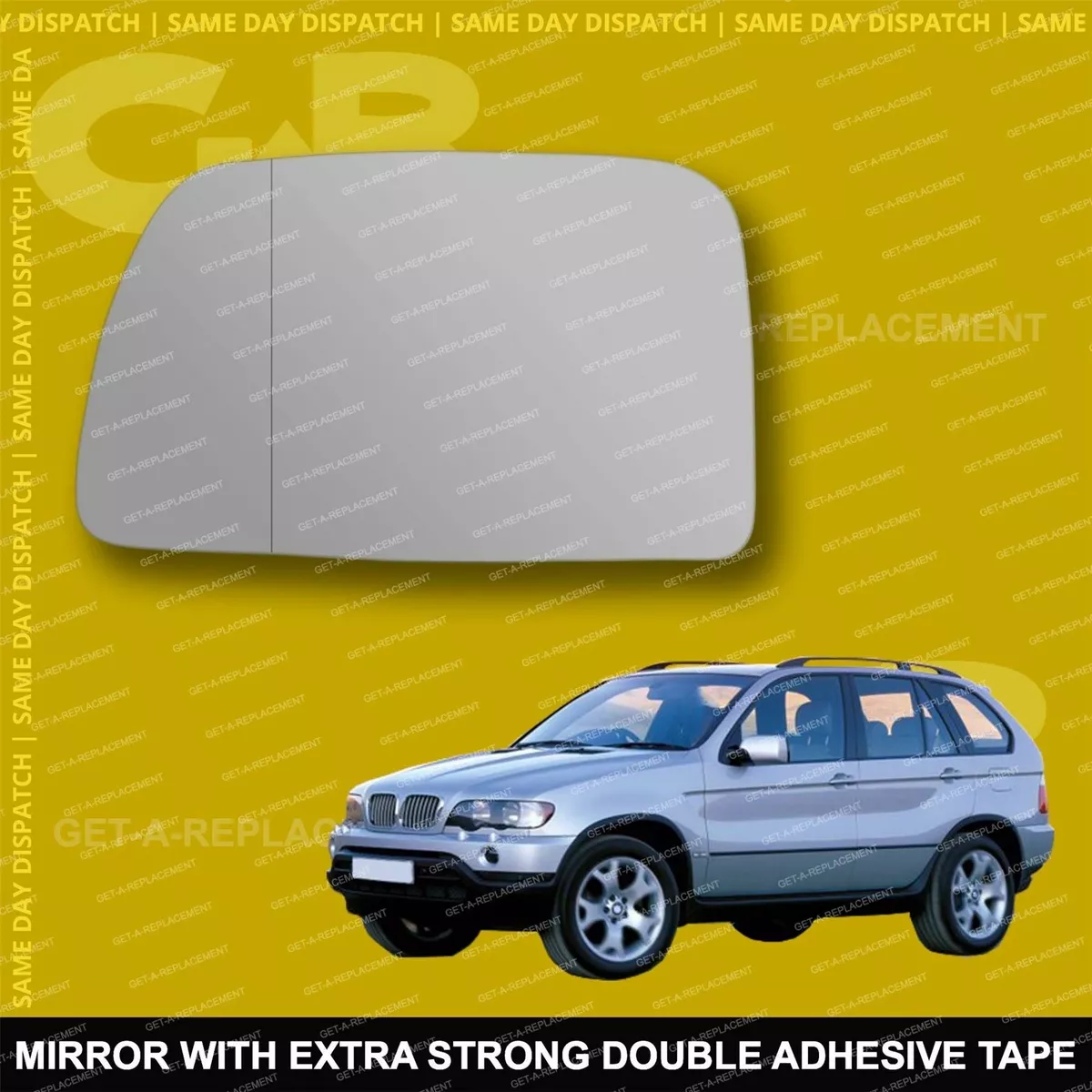 For BMW X5 wing mirror glass 99 06 Left Passenger side with Blind