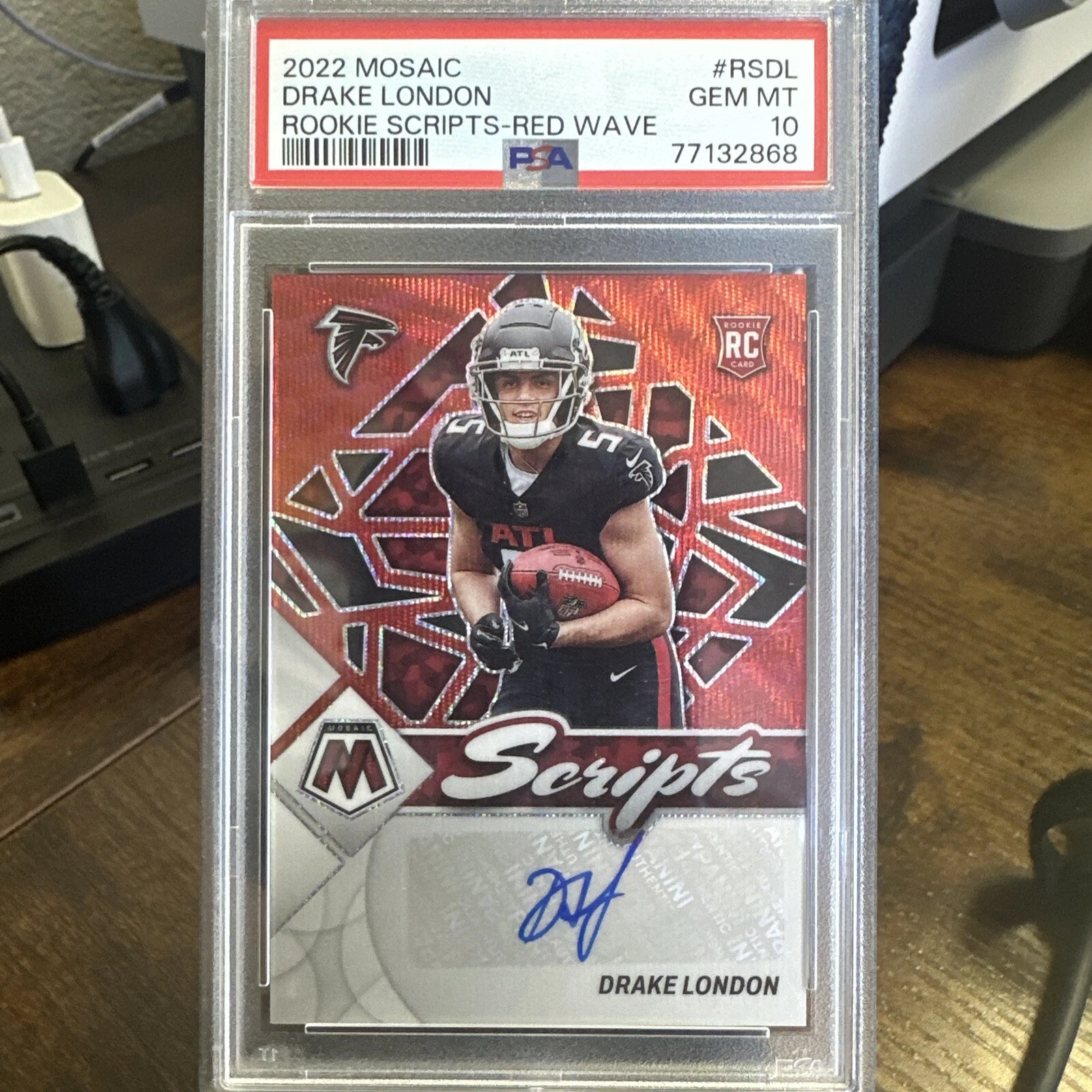Drake London Panini Mosaic Rookie Scripts #RSDL Red Wave