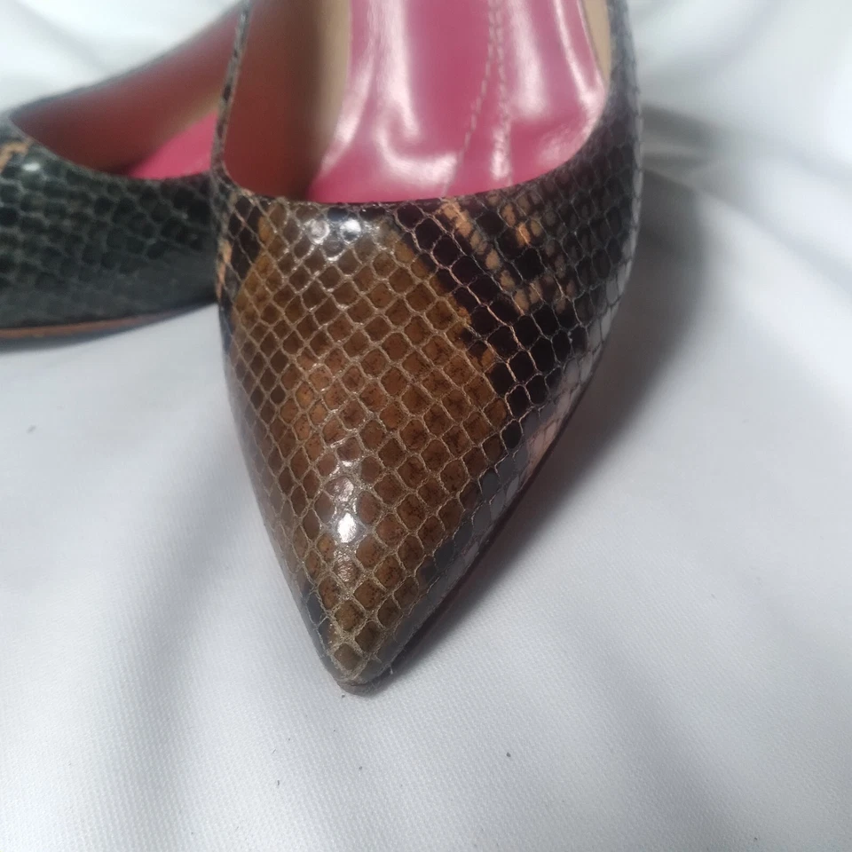 Mujer KATE SPADE Serpiente Patrón Cuero Tacón Bajo Zapatos Talla 6 B Hecho en EE. UU. en Italia Foto 3 de 4