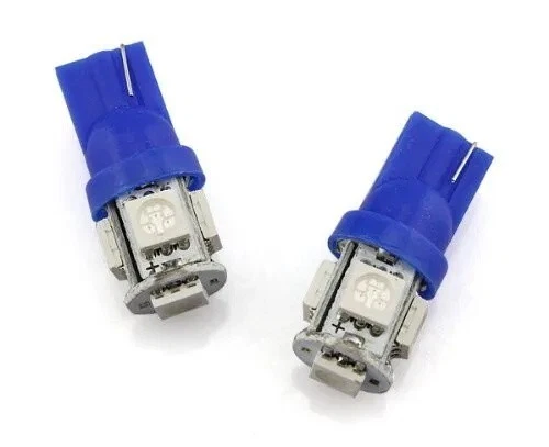 2x 5-SMD LED T10 194 168 2825 Wedge Blue Color License Plate Light Bulbs 