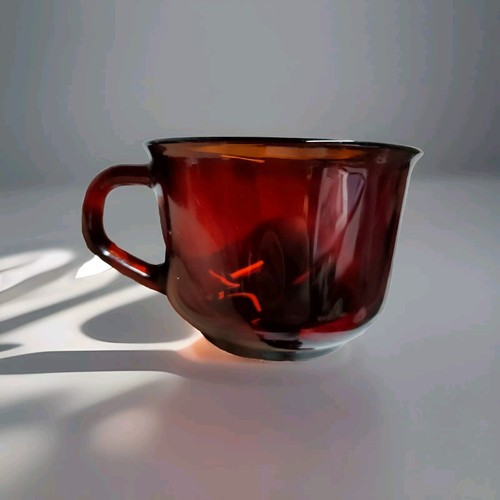 Arcoroc 6 Vintage Cups Red Glass Made in France Classique Ruby French Tea - Picture 3 of 8