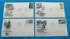 USPS FIRST DAY OF ISSUE 1967~4 ENVELOPES WITH STAMPS~LIONS CLUB~ERIE CANAL~VOA~+