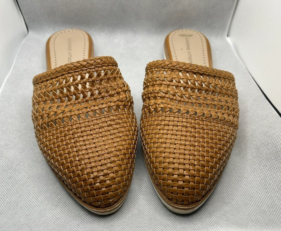 Adrienne Vittadini Mujer 9 Vegano Cuero Tejido Mules Pisos Boho Elegante Atemporal Foto 4 de 4