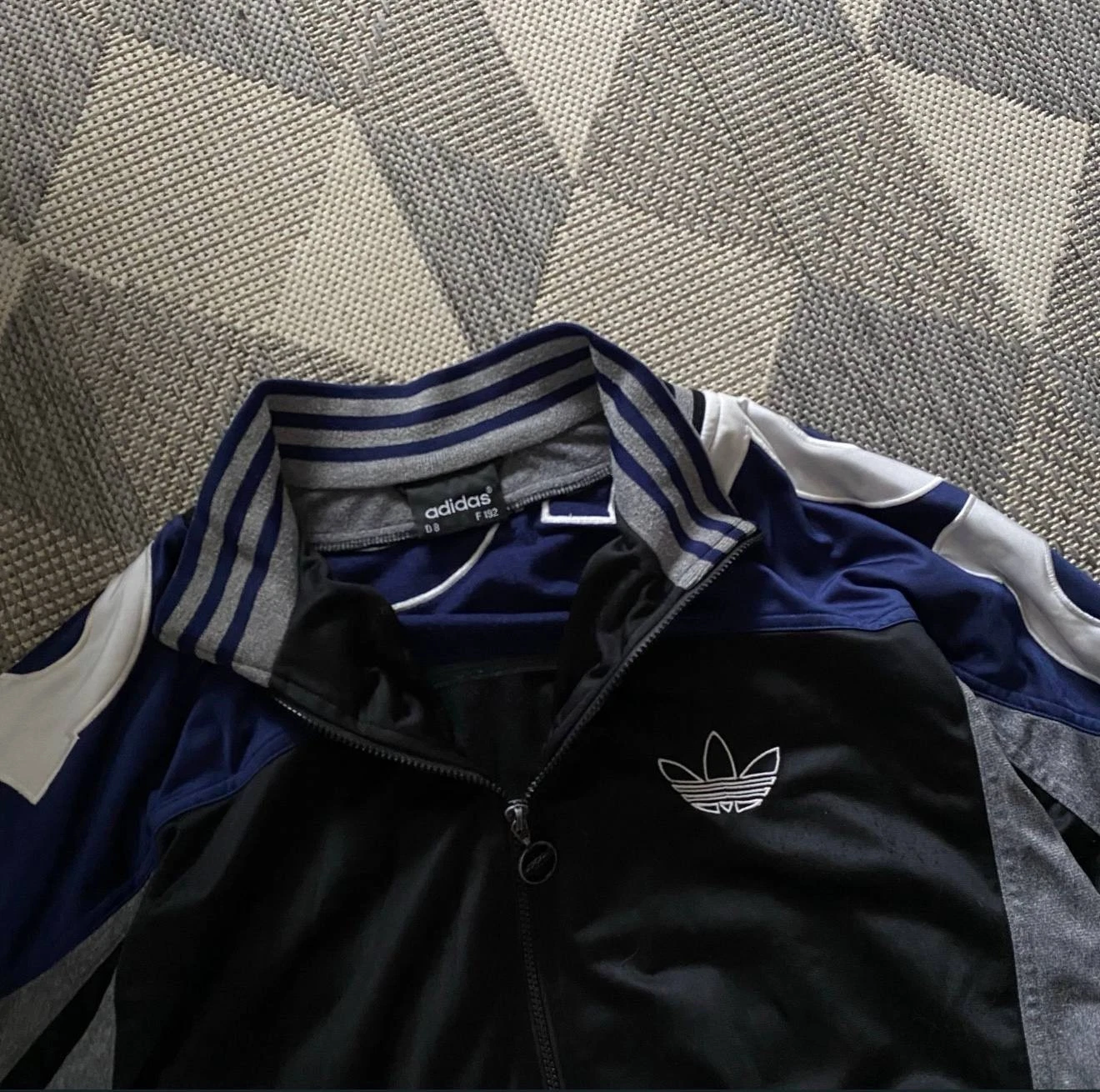 Vintage 90s Adidas Track Jacket Big Logo Trefoil Black Blue Grey Size D8 F192 - product detail image 2