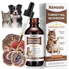 Turkey Tail Mushroom Drops for Dogs  Cats - 5 Mushroom Complex with Immune