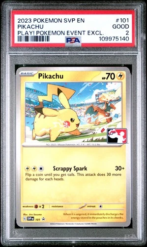 Pokemon TCG Pikachu Pokemon Svp En-Sv Black Star Promo 101 PSA 2