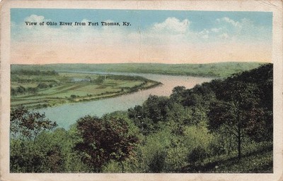VIEW OF OHIO RIVER FROM FORT THOMAS POSTCARD FT THOMAS KY KENTUCKY 1918