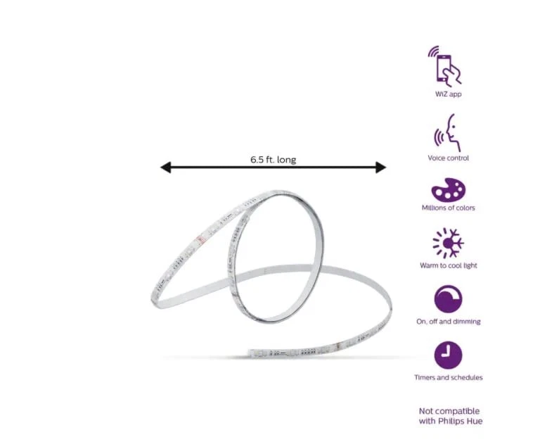 PHILIPS SMART WI-FI WIZ COLOR LIGHT STRIP 6.5FT (2M) STARTER KIT 25249 - WHITE - Image 2 of 4