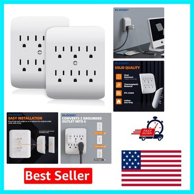 Sleek White 6-Outlet Extender with Safety Features   Elegant Power Management