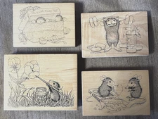 STAMPA ROSA Rubber Stamps House Mouse Designs Lot Of 4 Vintage 1997-1999 NEW OLD