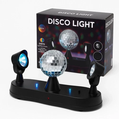 LED Mini Disco Party Light Mirror Ball Moving Spotlight Colour Changing DJ Light