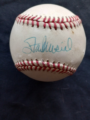 Stan Musial Vintage autographed baseball, Commissioner Bill White 