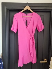 Vero Moda Pink Super Lightweight Mini Wrap Dress Size M UK Medium BNWT