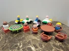 Vintage Fisher Price Little People Lot Wood & Plastic Figures Cars Furniture Set