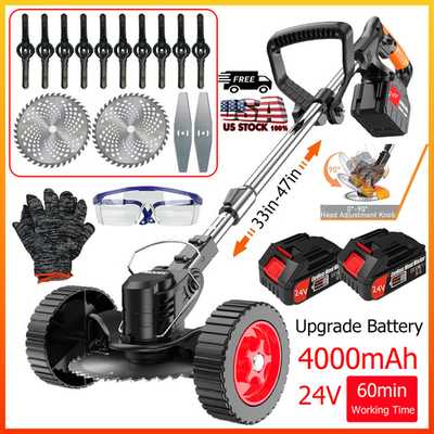 #ad 2 Batteries Electric Cordless Grass String Trimmer Lawn Edger Weed Wacker Cutter $38.99