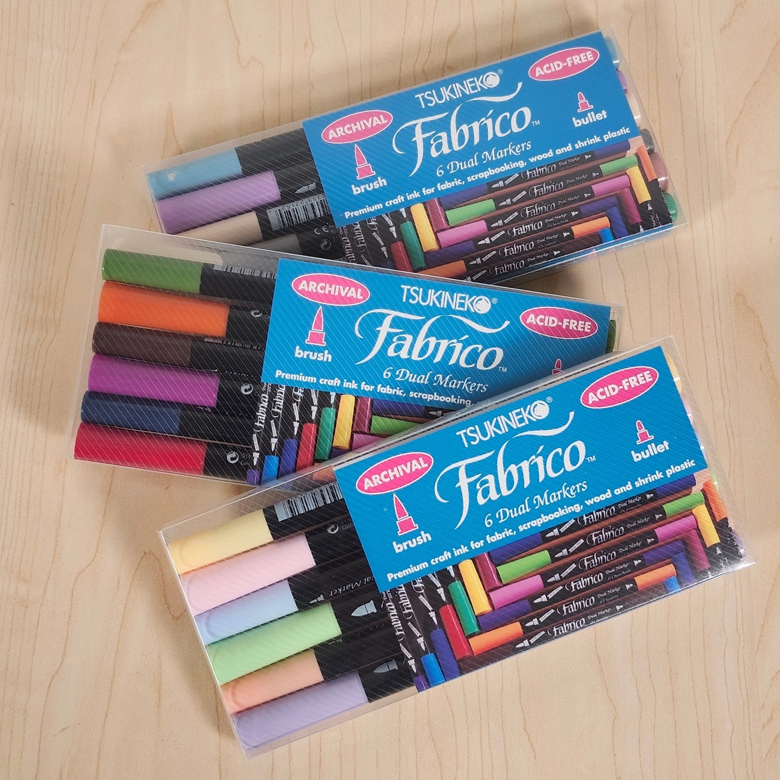 6 Count Acid Free Brush Bullet Tip Craft Ink Sets