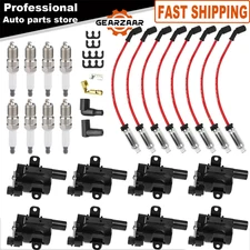 8X Ignition Coil+Spark Plug+Wires Set UF262 For Chevy Silverado 1500 2500 GMC