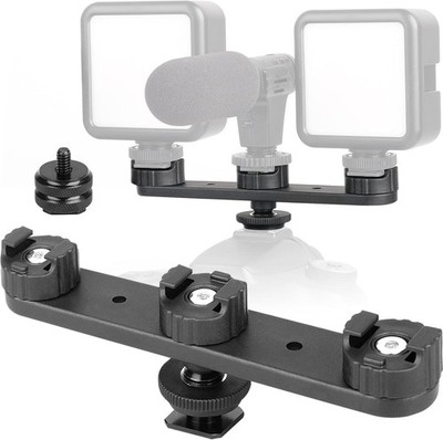ChromLives Triple Cold Shoe Extension Mount Hot Shoe Base Adapter Extension Bar