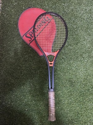 SPALDING Tennis Racket w/ Cover 1970 s Metal Model 12043, 4-5/8  Grip Size Vntg.