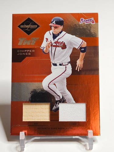 Chipper Jones 43/50 Game Worn Jersey Game Used Bat 2005 Leaf Limited TNT