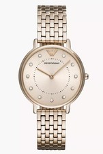 Emporio Armani Watch Womens Two-Hand Pink Gold Steel AR11062 New Genuine Boxed
