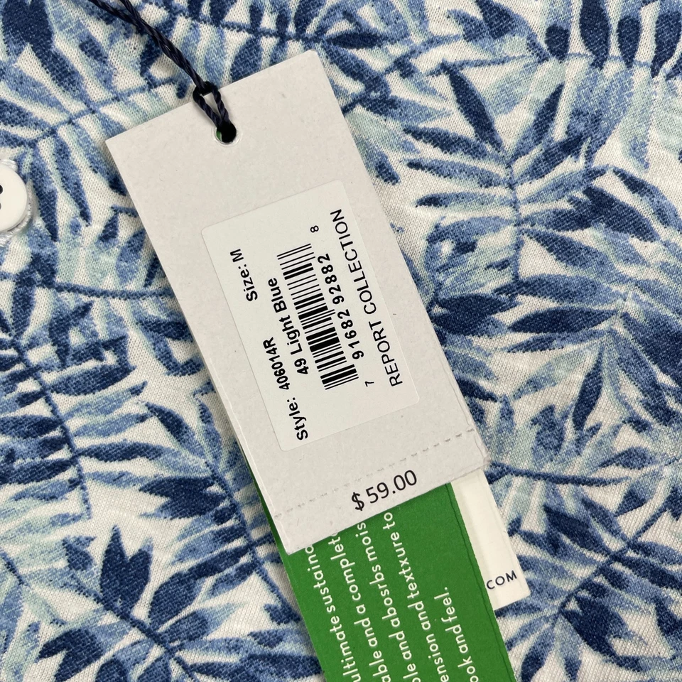 Report Collection Shirt Men Medium Blue Camp Hawaiian Tropical Sustainable NEW - Image 3 of 4