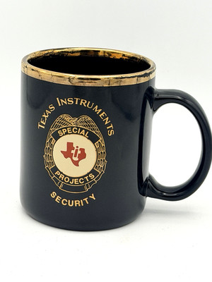 RARE Texas Instruments Security - Special Projects Coffee Mug Black & Gold TI