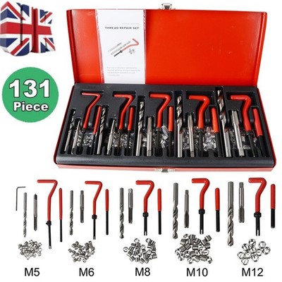 131Pcs Thread Repair Kit HSS Drill Helicoil Metric Set Heli Coil Tap ...