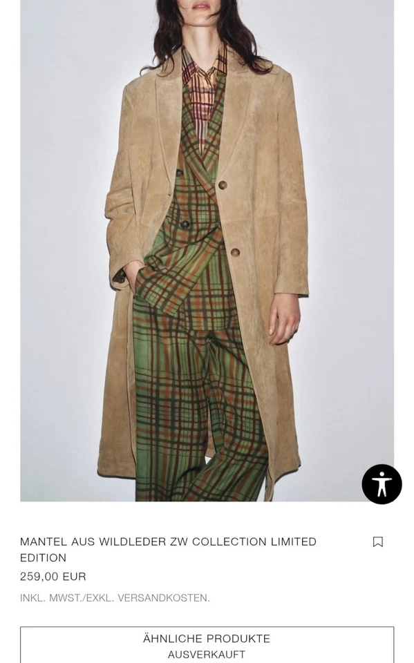 ZARA STUDIO Kleid LEDERJACKE MANTEL AUS100%LEDER GRS & GRM NP259€ AKTUELLEKOLLEK - Bild 2 von 4