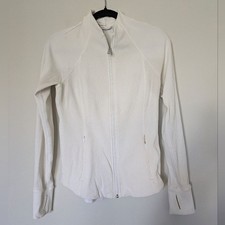 Athleta White Ribbed Fitted Jacket Sz S