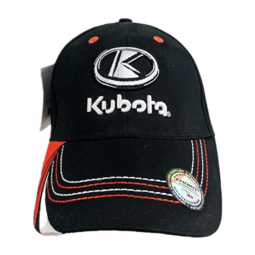 Kubota Logo New Choko Hat Black Orange White Baseball Cap Embroidery Adj Strap