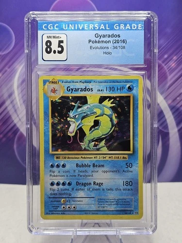 CGC 8.5 Gyarados Holo 34/108 Evolutions NM/Mint+ Pokemon Blue Label