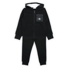 Moncler Kids Logo Pocket Hoodie and Pants Set Black 8M00006 899PS 120397250